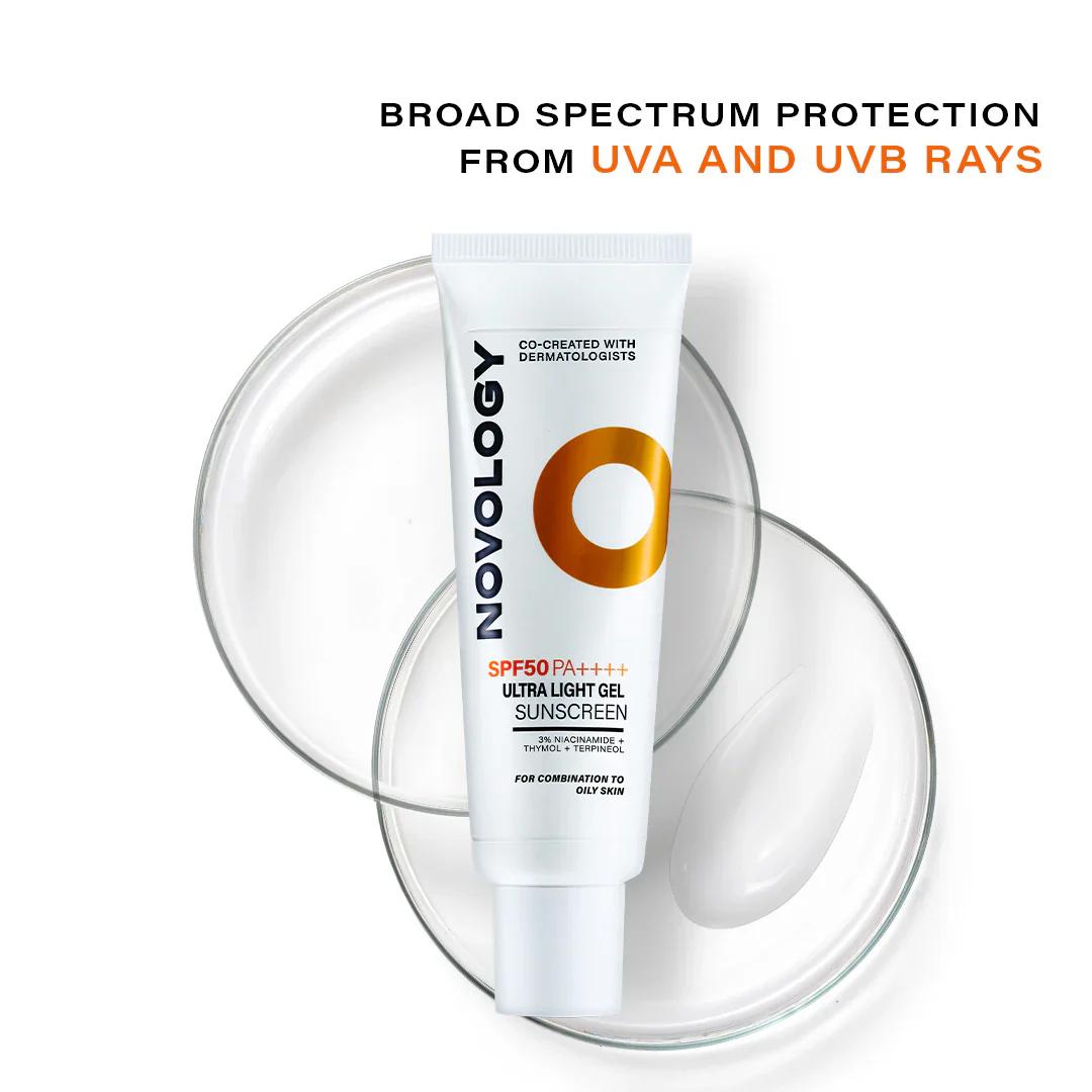 Novology Ultra Light Gel Sunscreen SPF 50 PA++++ 50 gm