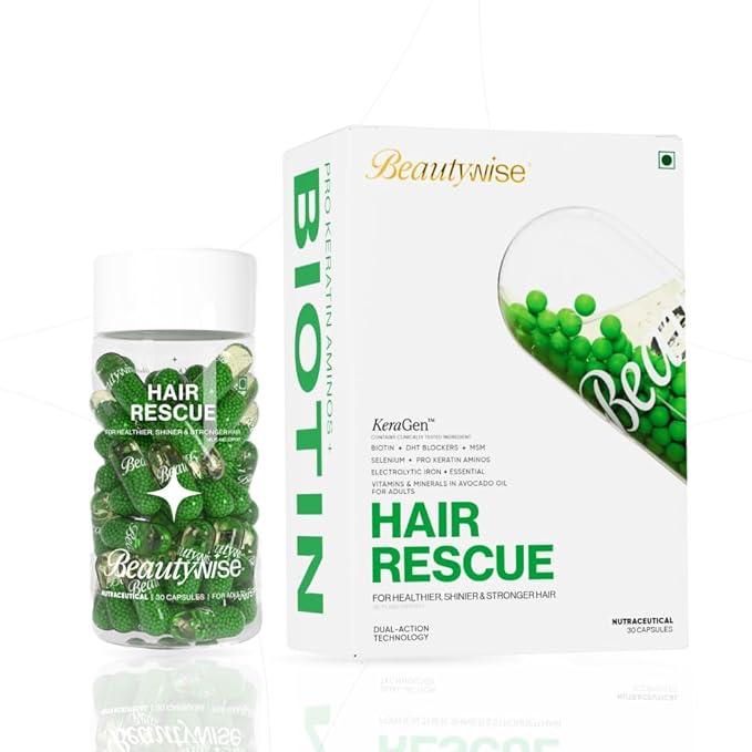 Beautywise HairRescue | Hairfall Control & Regrowth Supplement | 30 Capsules