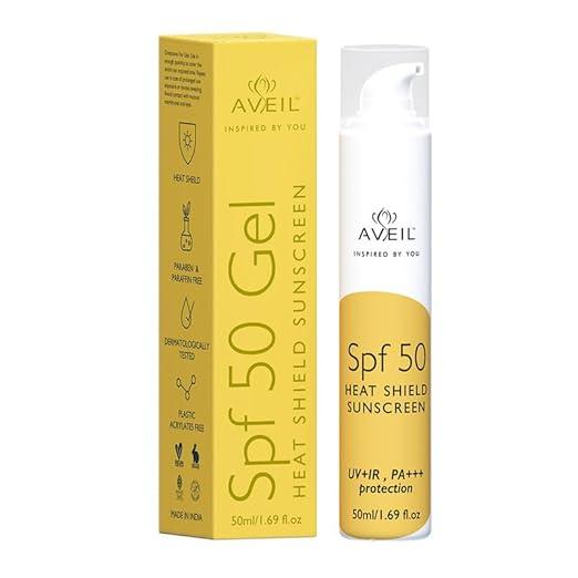 AVEIL Heat Shield Gel Sunscreen SPF 50 With PA+++ | For All Skin Types - 50 ml