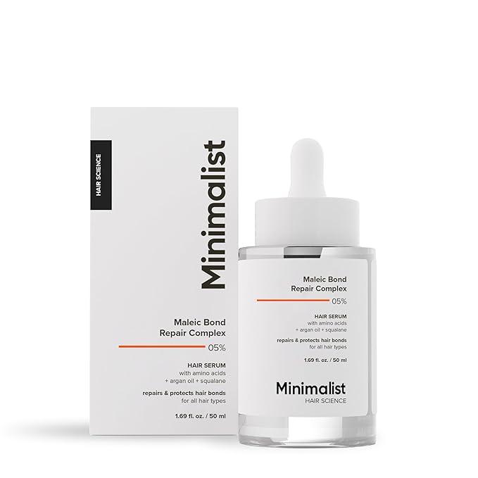 Minimalist Serum for Repairing Damaged Hair | Maleic Bond Repair Complex 05% Hair Serum with Amino Acids, Argan Oil & Squalane | For Women & Men | For All Hair Types | 50 ml