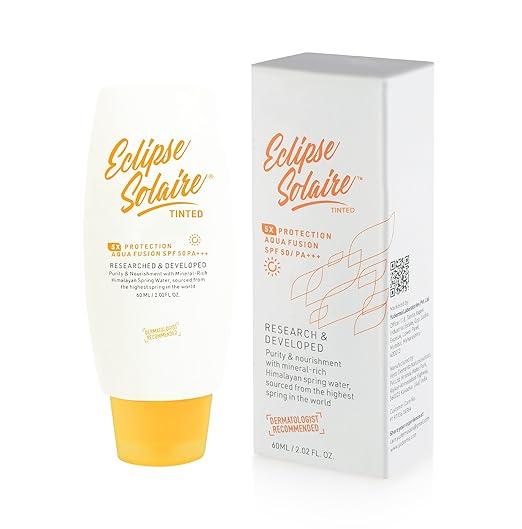 YUDERMA Eclipse Solaire Aqua Fusion Sunscreen SPF 50 PA+++ 60ml | 5X Protection | With Himalayan Spring Water | Non-Greasy Formula | All Skin Types