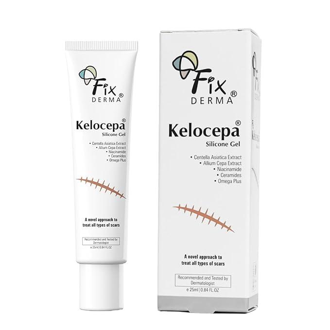Fixderma Kelocepa Silicone Gel for Scars with Allium Cepa, Niacinamide & Omega Plus | Fades Surgical, Injuries, Burns & Acne Scars with Advanced Healing Formula | Suitable for All Skin Types - 25 ml