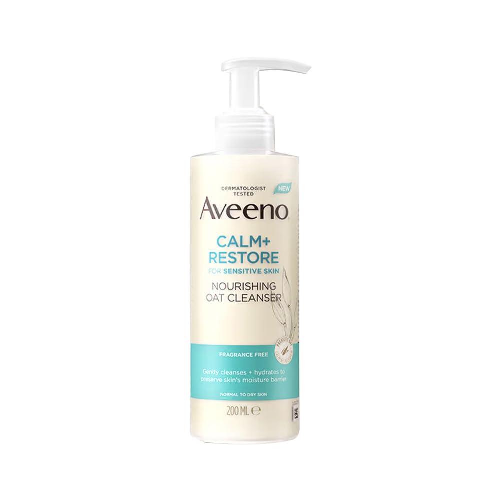 Aveeno Calm + Restore Nourishing Oat Cleanser for Sensitive Skin | Fragrance-Free | 200 ml 