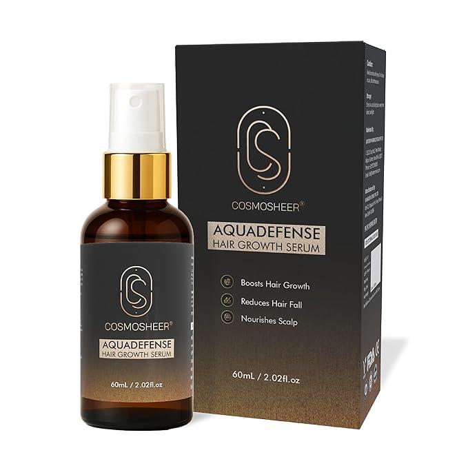 Cosmosheer Aquadefense Hair Serum 60 ml for Growth & Thickness | Nourishes Scalp & Reduces Hair Fall