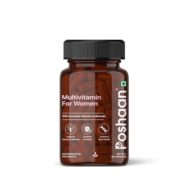 Poshaan Multivitamin for Women | Daily Women's Wellness & Immunity Support | 60 Vegetarian Capsules