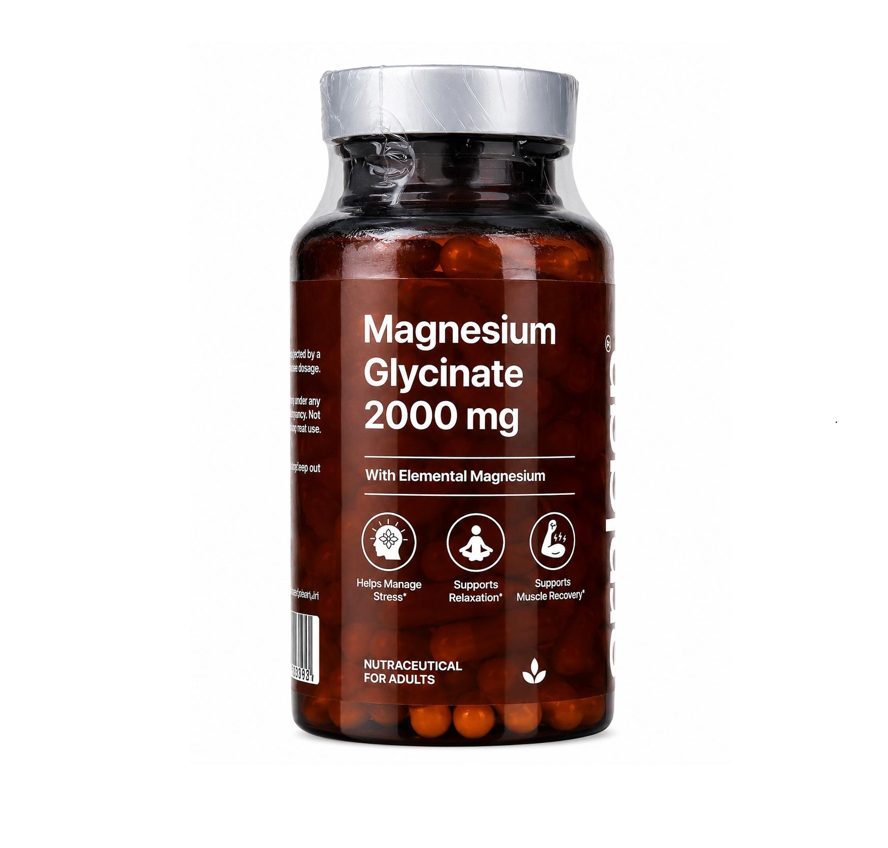Poshaan Magnesium Glycinate 2000mg | 440mg Elemental Magnesium | 60 Veg Capsules