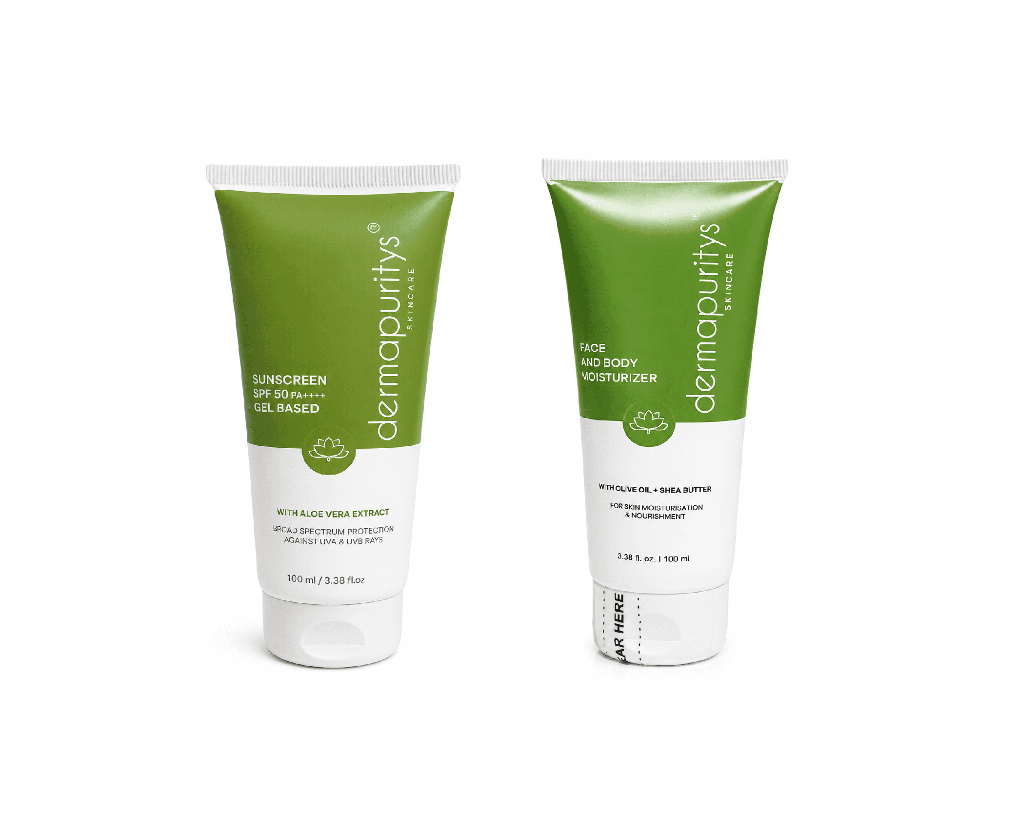 Derma Puritys Sunscreen SPF 50 with Aloe Vera Extract - 100ml | Face & Body Moisturizer, Skin Nourishment - 100ml, For all Skin Types